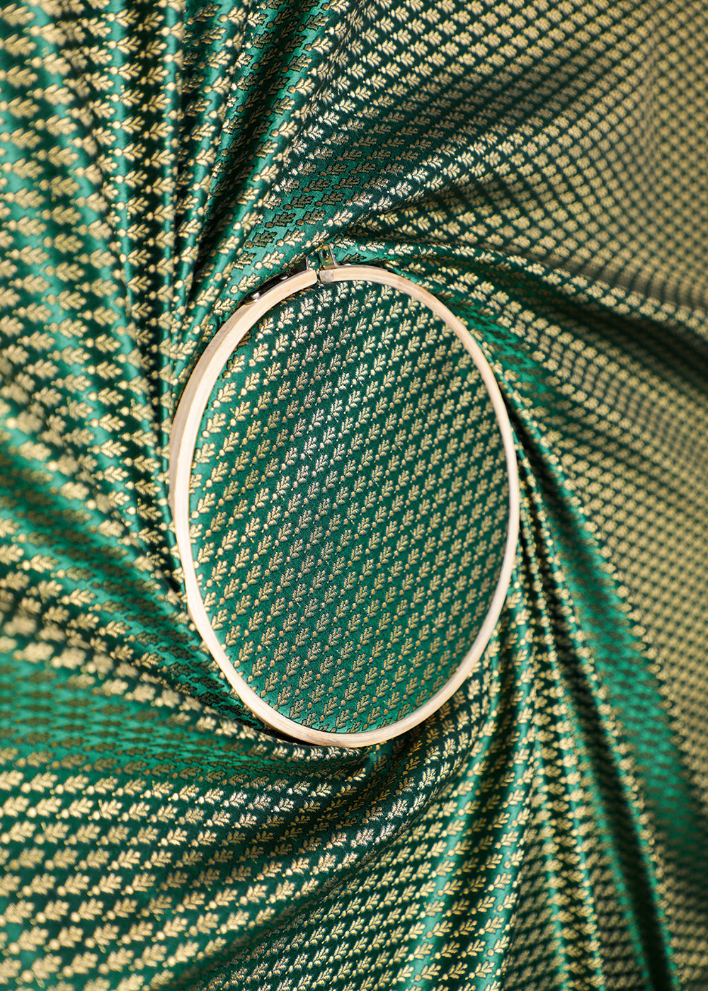 Bottle-Green-Banarasi-Brocade-Fabric-With-All-Over-Golden-Zari-Handloom-16954-close-view