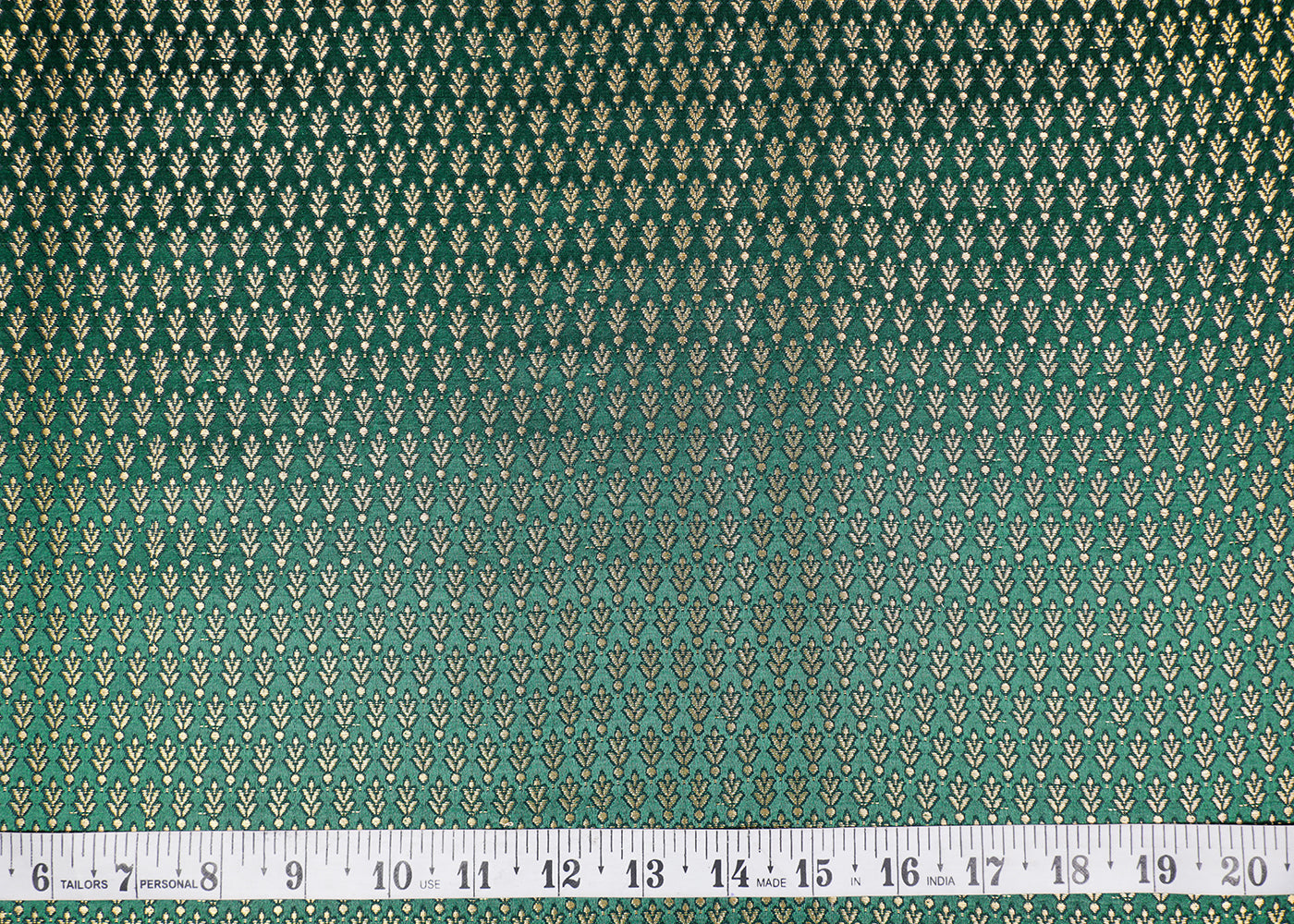 Bottle Green Banarasi Brocade Fabric With All Over Golden Zari Handloom  16954