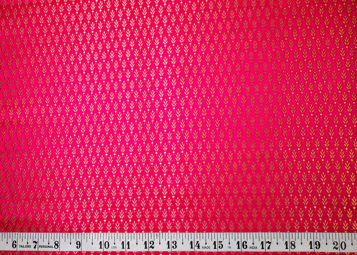 Rani Pink Banarasi Brocade Fabric With All Over Golden Zari Handloom  16957