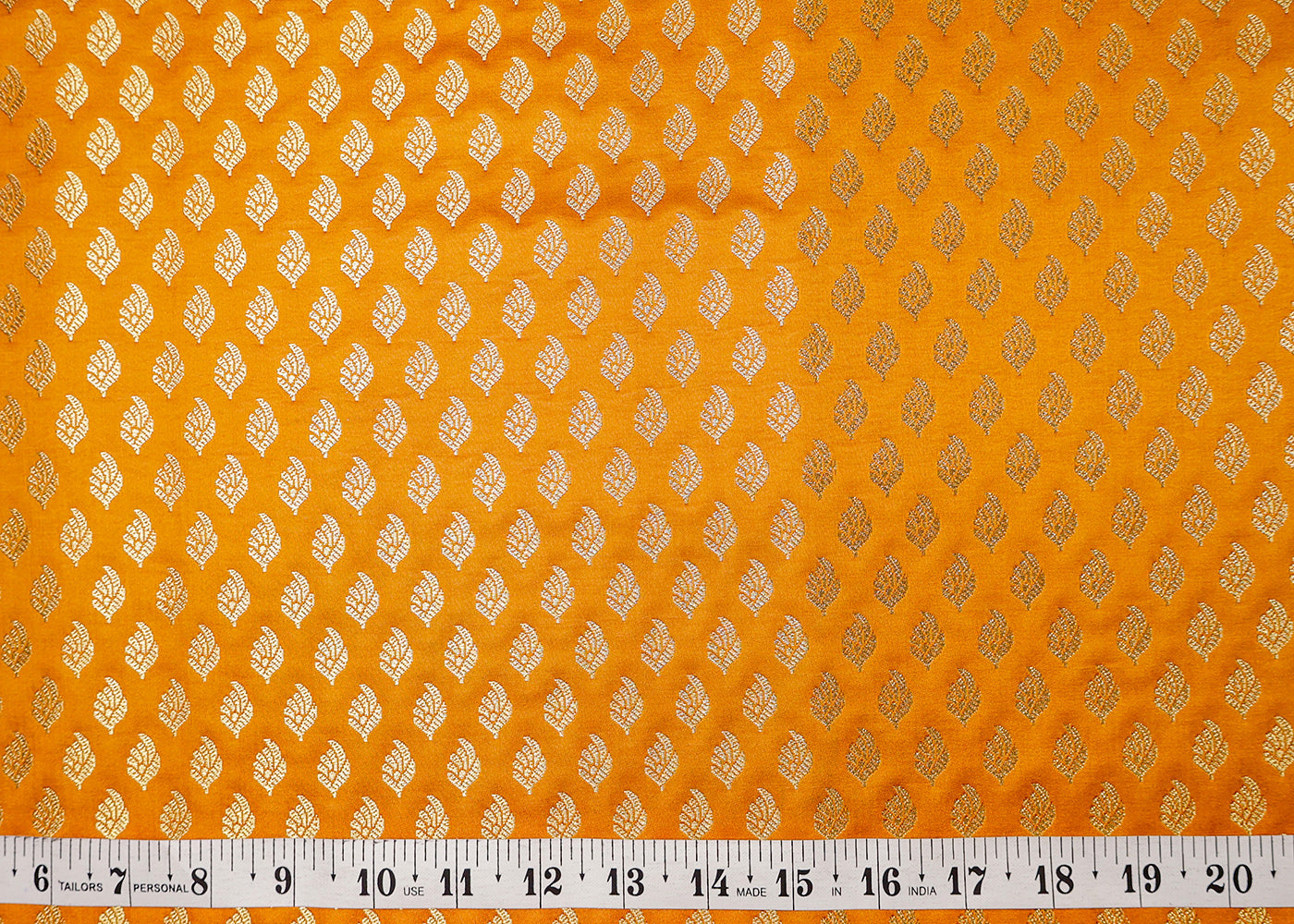 Mustard Banarasi Brocade Fabric With All Over Golden Zari Handloom  16959