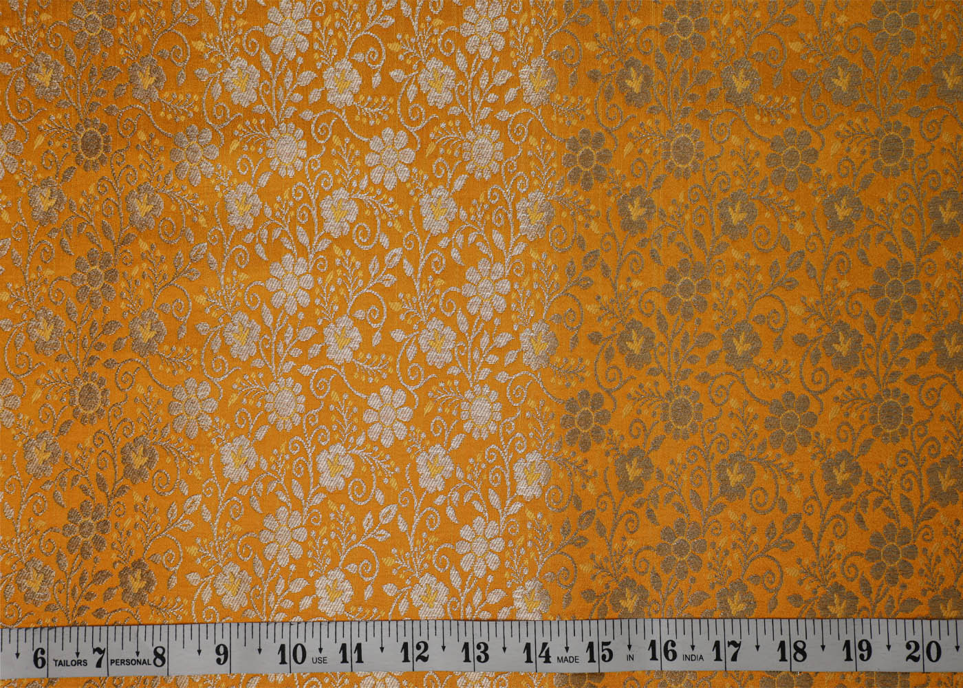 Mustard Banarasi Brocade Fabric With All Over Golden Zari Handloom 16978