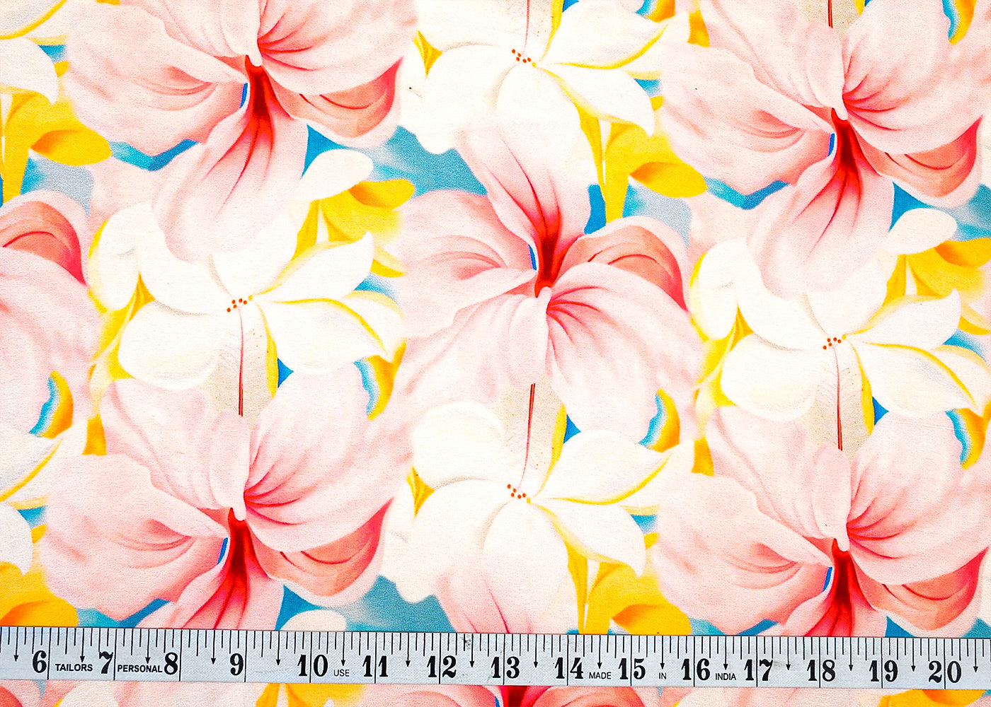 Light Pink Georgette Satin Fabric with All Over Floral Print 17057