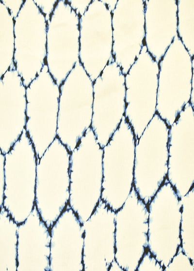 White Georgette Satin Fabric with All Over Geometric Print 17070