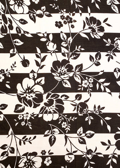 Black & White Georgette Satin Fabric with All Over Abstract Print 17103