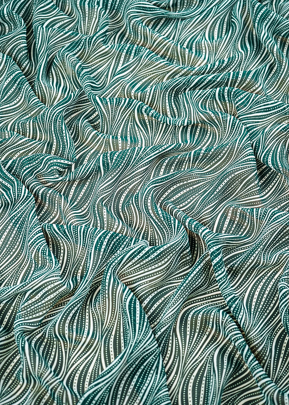 Rama Green Georgette Fabric With All Over Abstarct Print 17181
