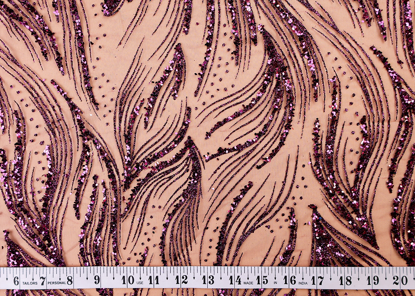 (Pre-Cut 2.5 MTR) Imported Net Fabric With All Over Gliter Work  17601