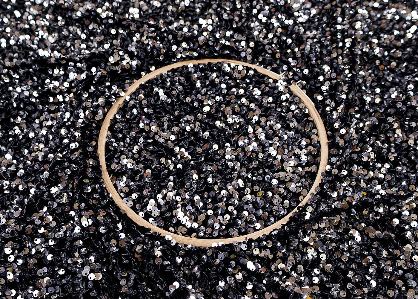 (Pre-Cut 1.3 MTR) Black Velvet Fabric With All Over Sequins Work 17618