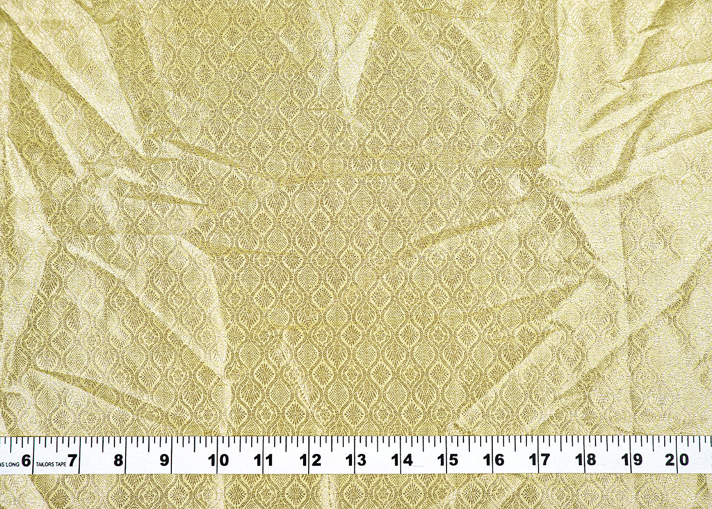 ( Pre-Cut 1) Pista Green Banarasi Brocade Fabric With All Over Golden Zari Handloom 17651