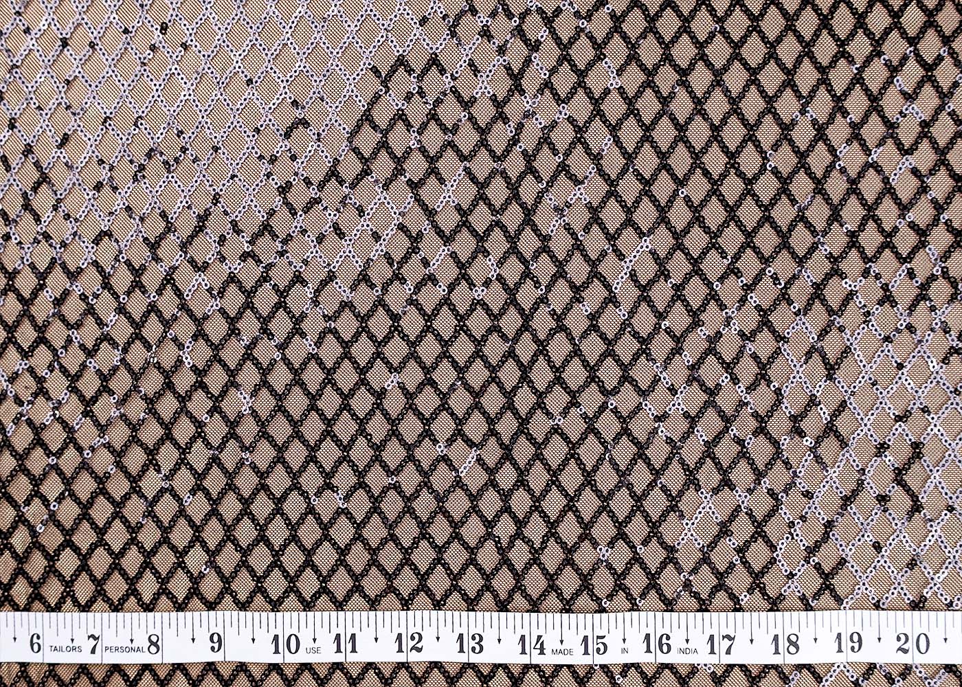 ( Pre-Cut 1.9 MTR) Black Fabric With All Over Sequins Work 17726
