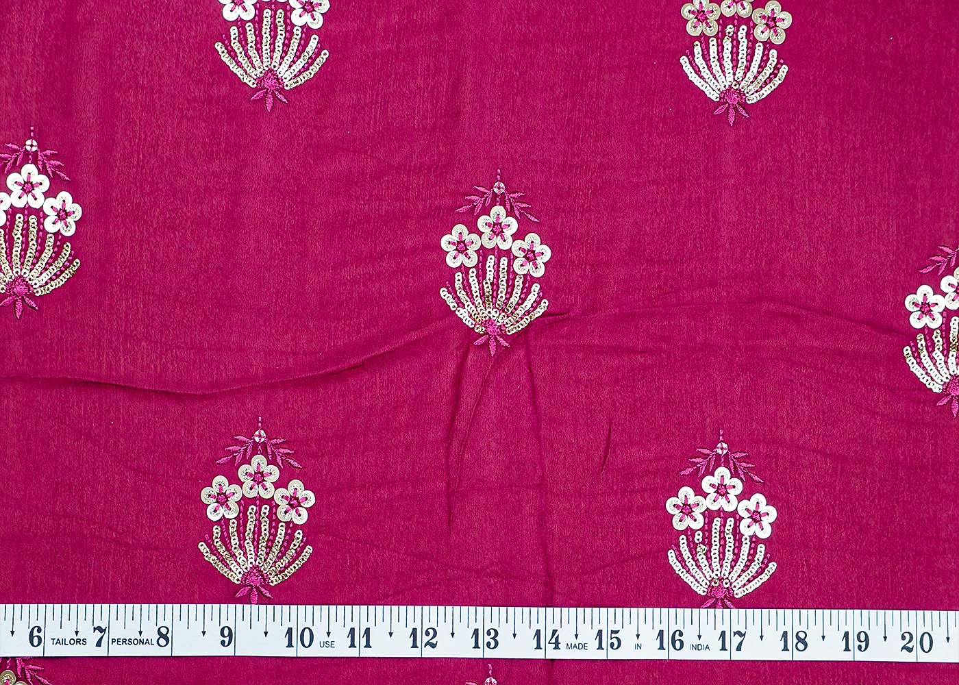 ( Pre-Cut 2.6 MTR) Wine Fabric With All Over Sequins And Thread Work 17767