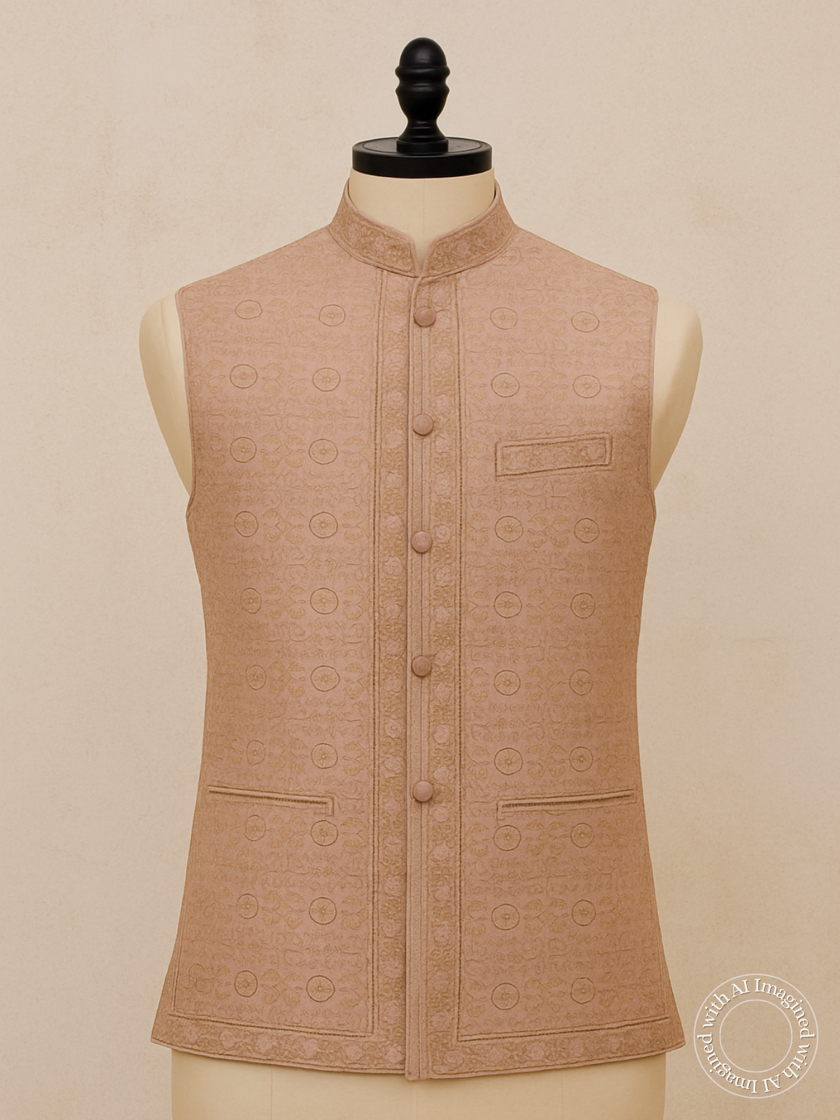 The Riwaayat – Unstitched Beige Nehru Jacket Fabric for Men 17801