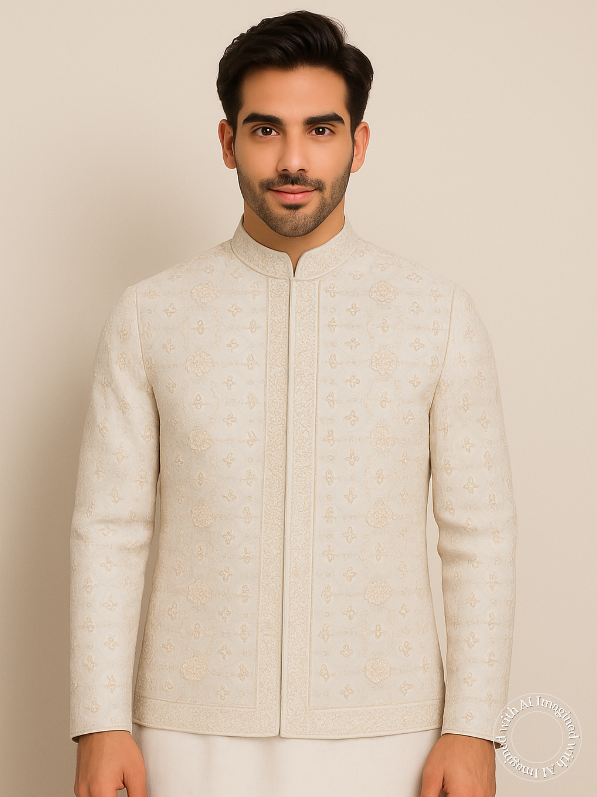 The Riwaayat – Unstitched White Nehru Jacket Fabric for Men 17802
