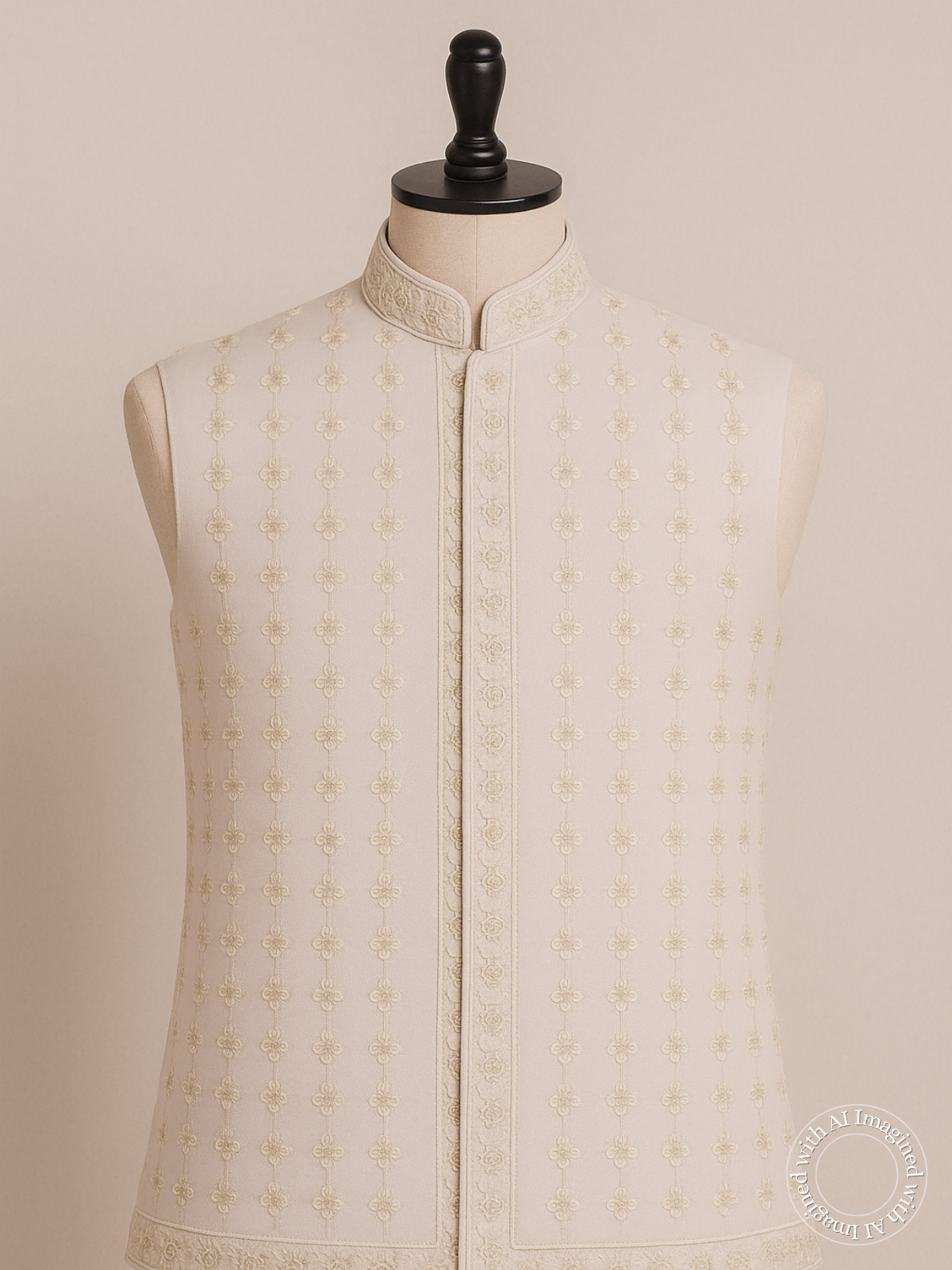 The Riwaayat – Unstitched White Nehru Jacket Fabric for Men 17802