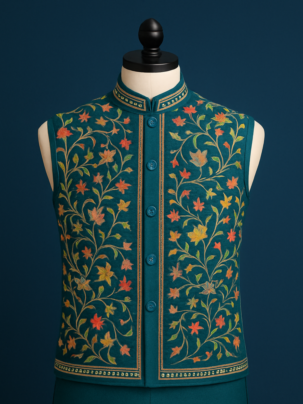 The Riwaayat – Unstitched Teal Nehru Jacket Fabric for Men 17805