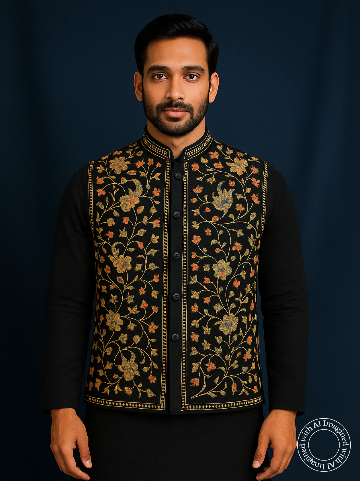 The Riwaayat – Unstitched Black Nehru Jacket Fabric for Men 17803