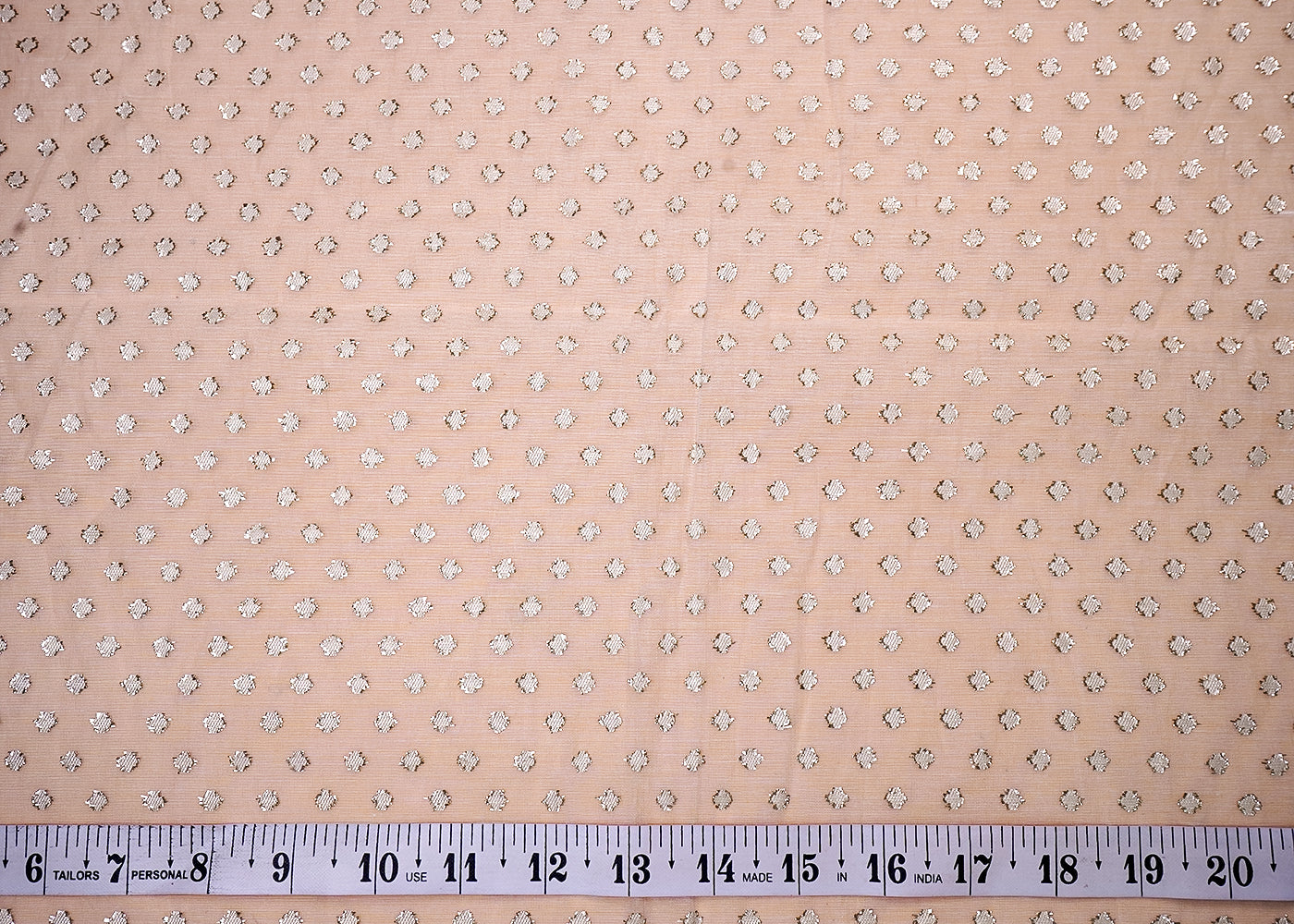 ( Pre-Cut 1.85 MTR) White Chanderi Fabric With All Over Zari Work 18052