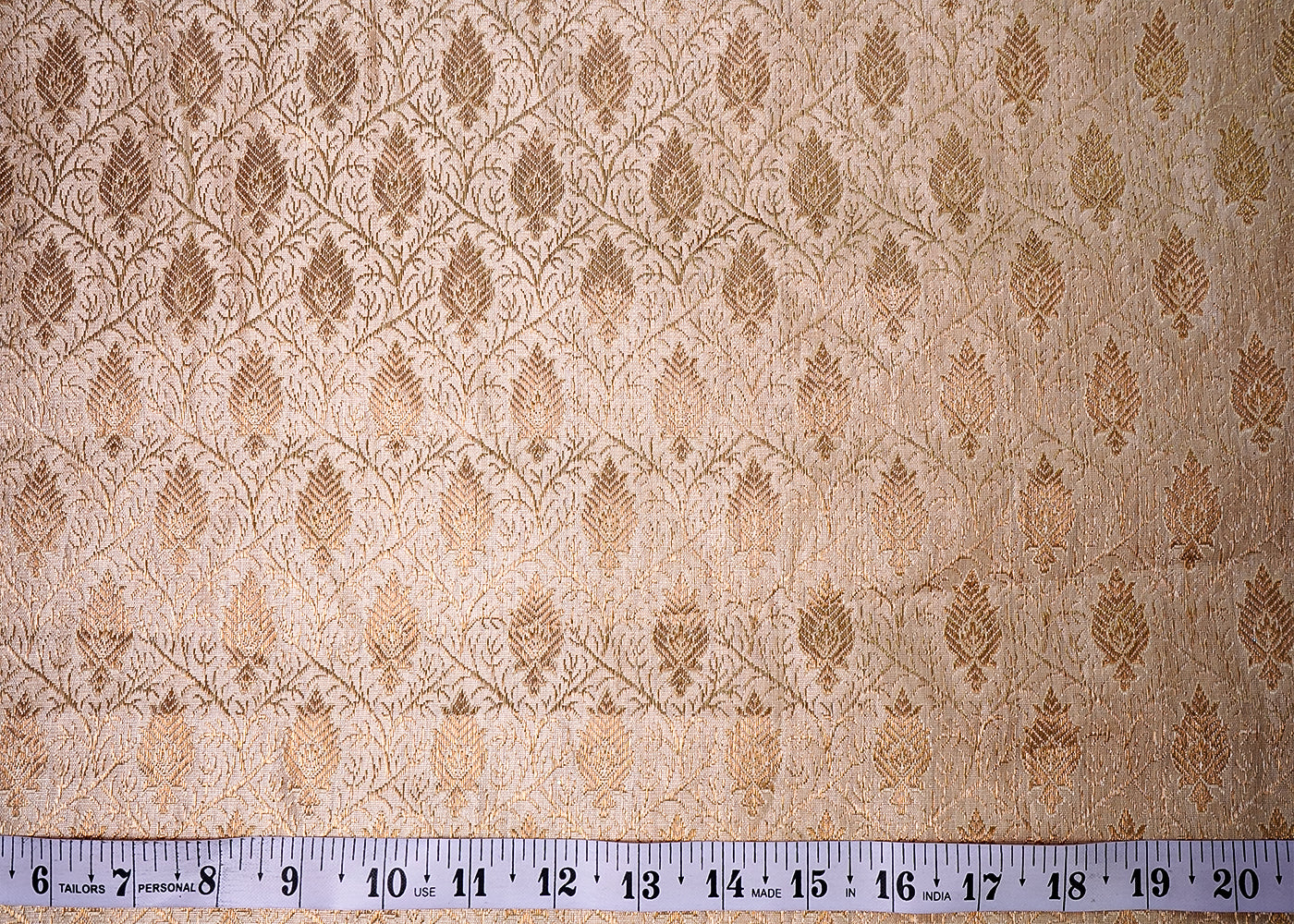 ( Pre-Cut 2.5 MTR) Golden Banarasi Brocade Fabric With All Over Traditional Work 18054