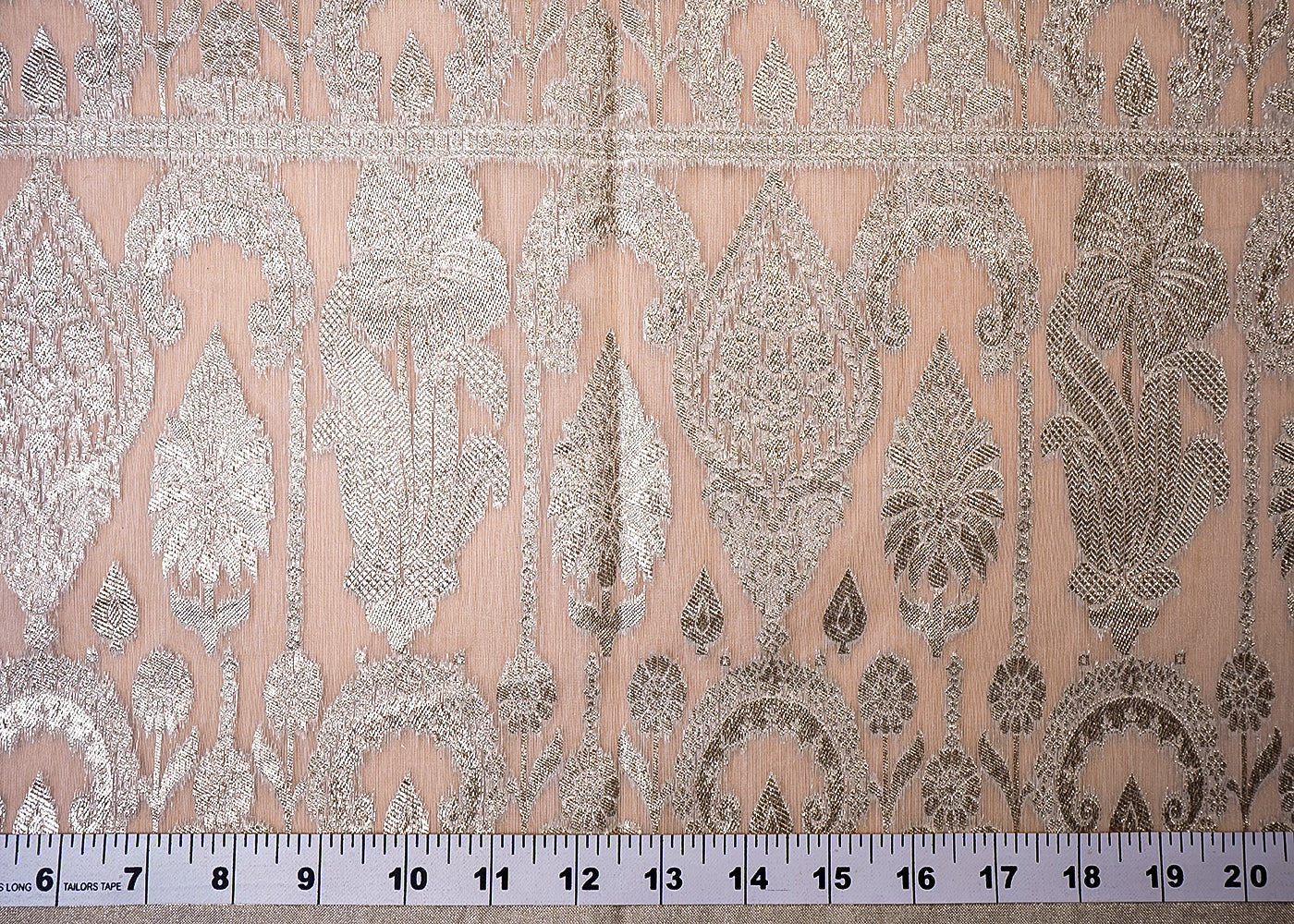 ( Pre-Cut 4.3 MTR) White Chanderi Fabric With All Over Zari Handloom With Heavy Border 18071