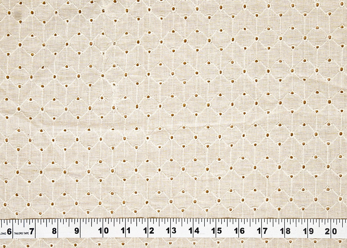 (Pre-Cut 1.1 MTR) Off White Cotton Fabric With All Over Thread And Cutwork 18082