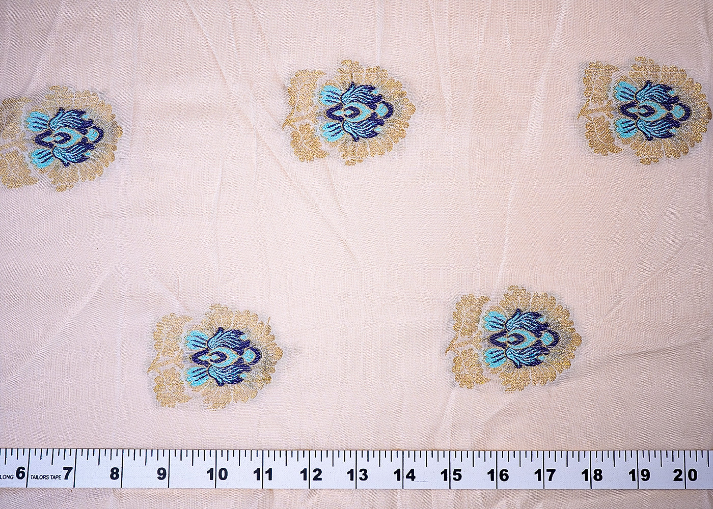 ( Pre-Cut 1.9 MTR) White Silk Fabric With All Over Thread And Zari Handloom 18094