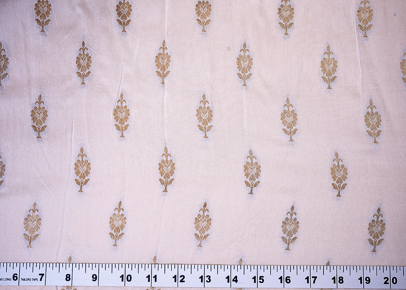( Pre-Cut 3.25 MTR) White Dola Silk Fabric With All Over Zari Handloom   18097