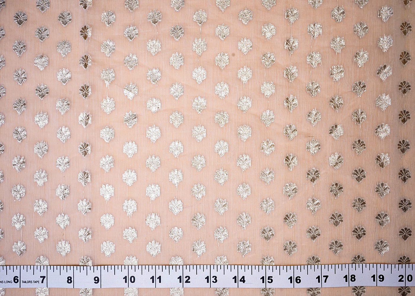 ( Pre-Cut 2.4 MTR) White Chanderi Fabric With All Over Zari Handloom   18108