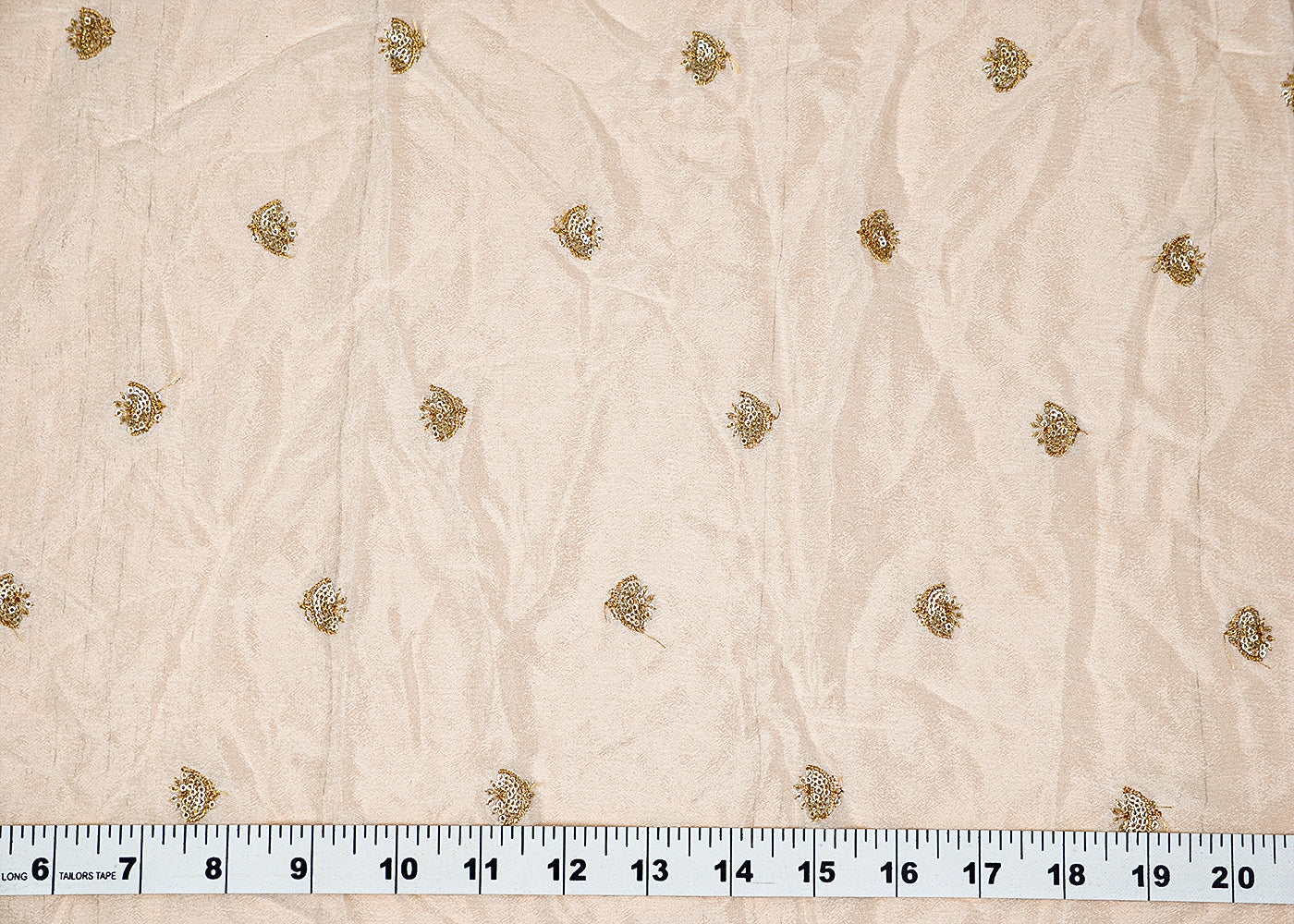 ( Pre-Cut 2.1 MTR) White Chinon Chiffon Fabric With All Over Zari And Sequins Work 18137
