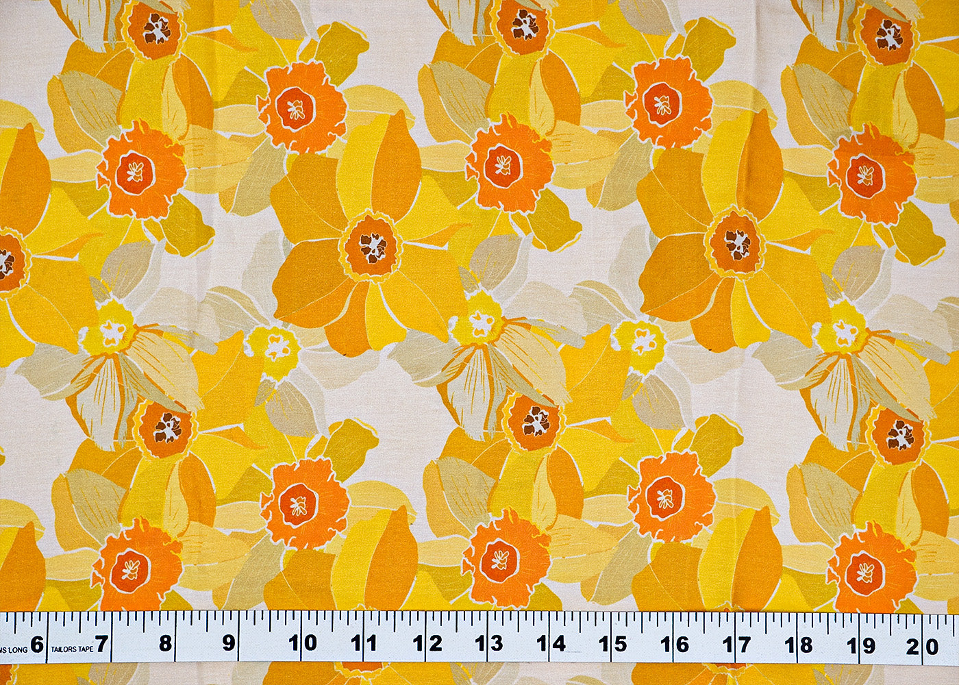 ( Pre-Cut 1.9 MTR) Yellow Georgette Satin  Fabric With All Over Floral Print 18142