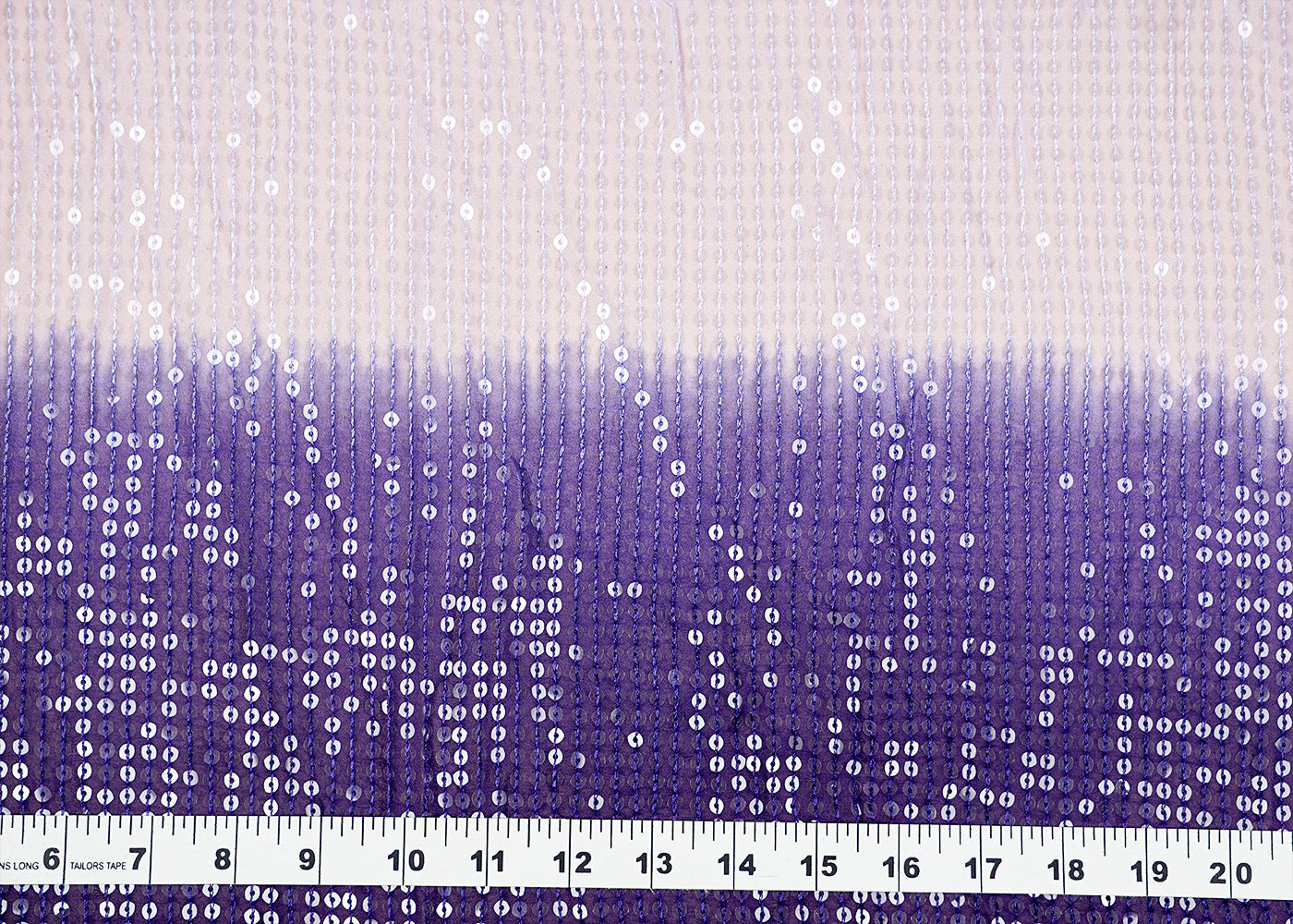 ( Pre-Cut 3.1 MTR) Lavender And Purple Georgette Fabric With  Dual Shade All Over Sequins Work 18144