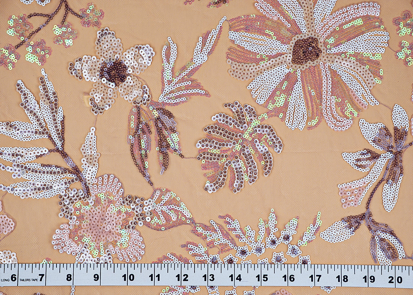( Pre-Cut 3 MTR) Pink Imported Net Fabric With All Over Sequins Work 18146