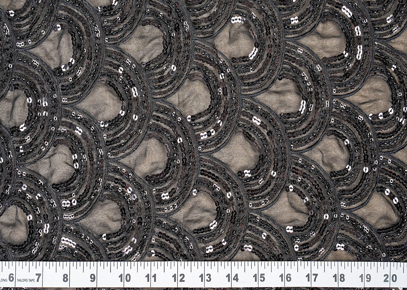 ( Pre-Cut 0.6 MTR) Black Georgette Fabric With All Over Thread, Sequins And Beadwork  18159
