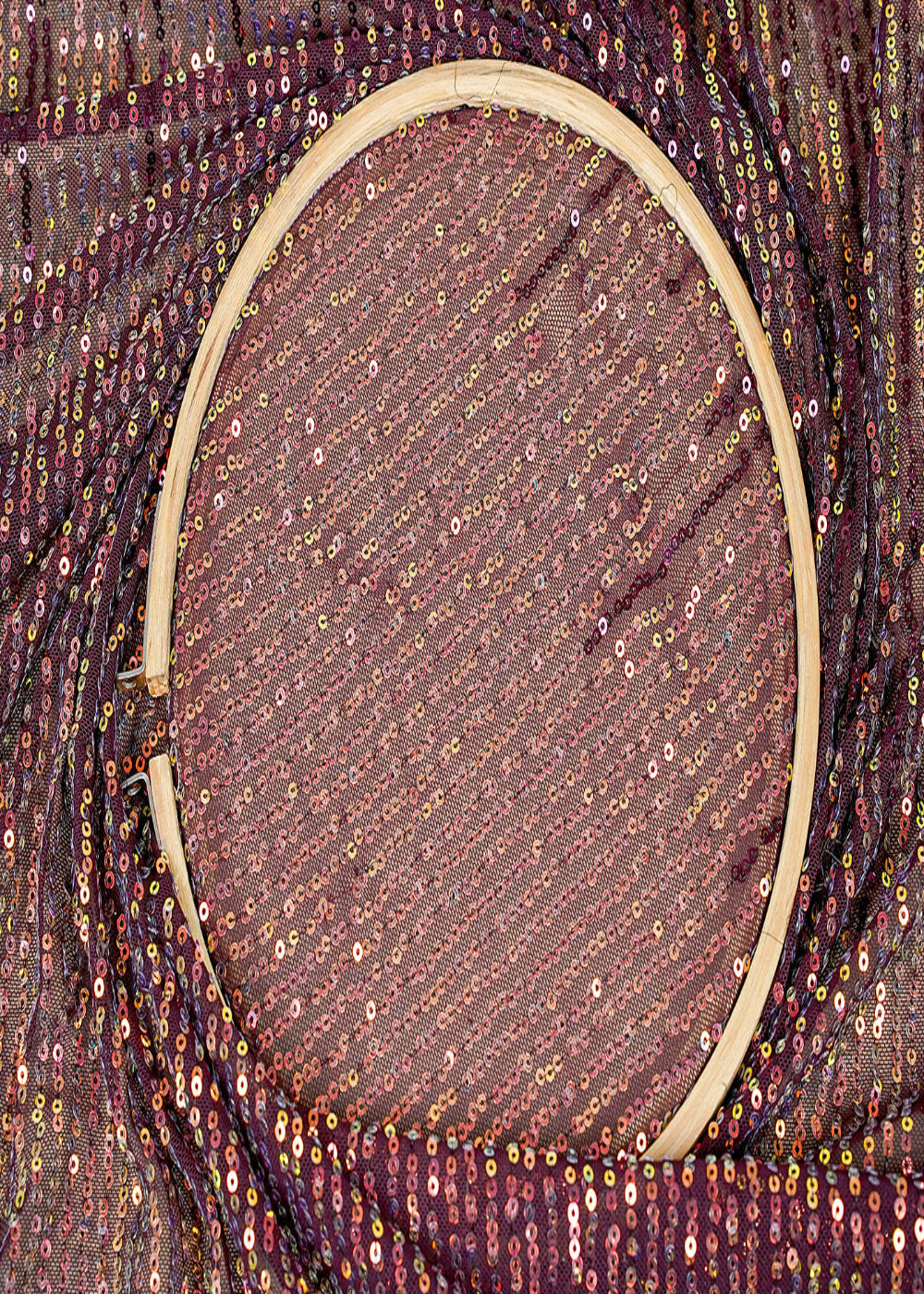 (Pre-Cut-2-MTR)-Wine-Lycra-Fabric-With-All-Over-Sequins-Work-18165