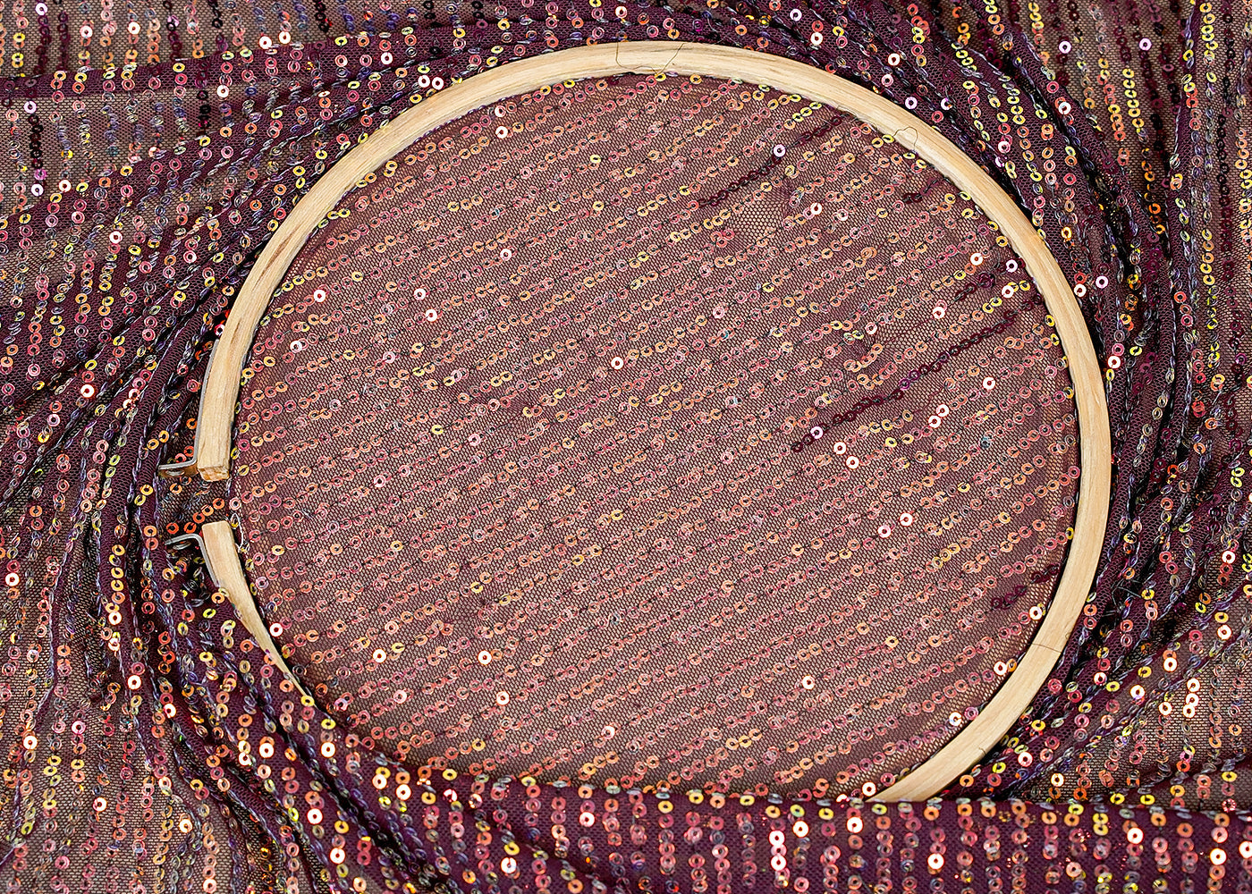 ( Pre-Cut 2 MTR) Wine Lycra Fabric With All Over Sequins Work 18165