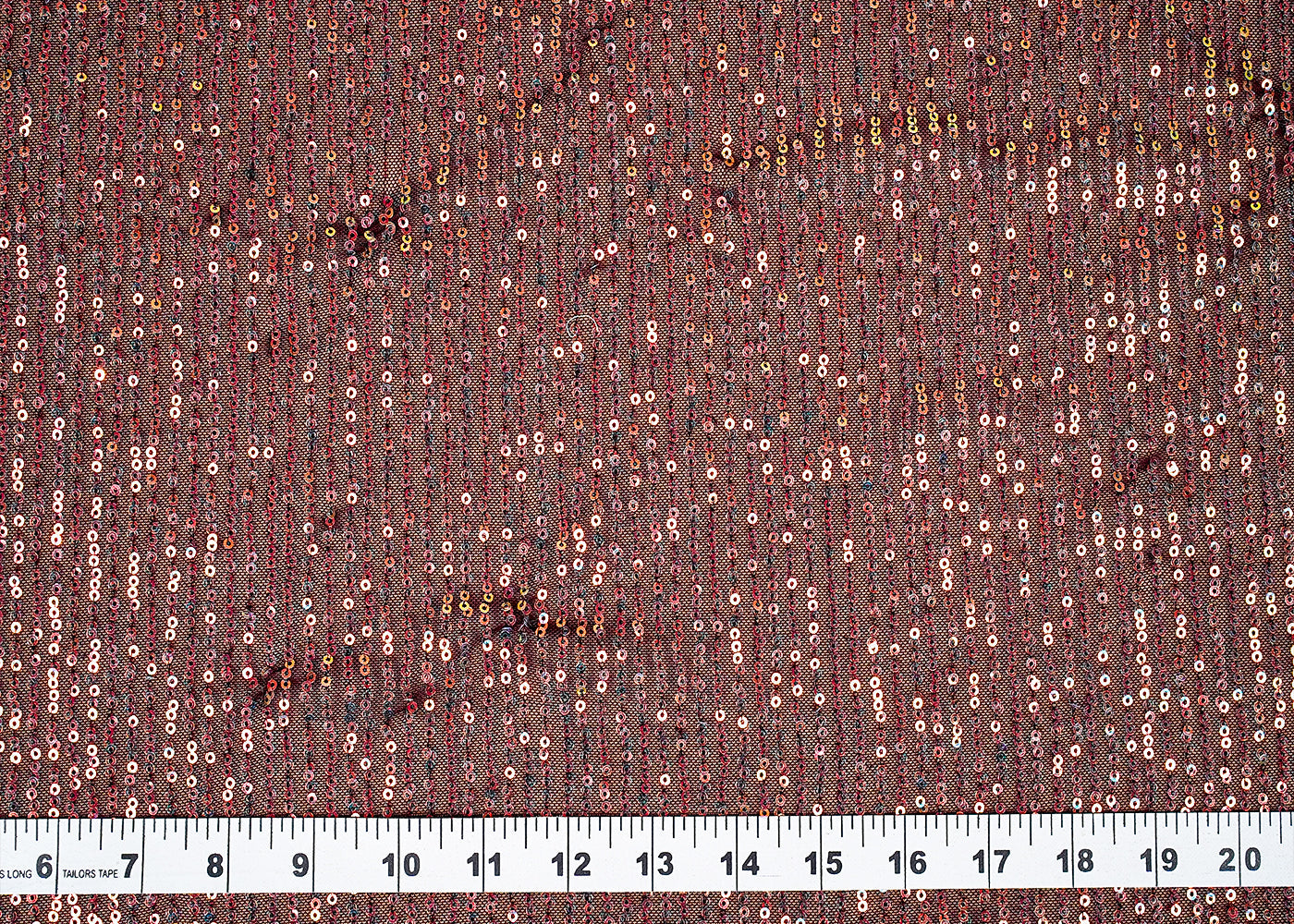 ( Pre-Cut 2 MTR) Wine Lycra Fabric With All Over Sequins Work 18165