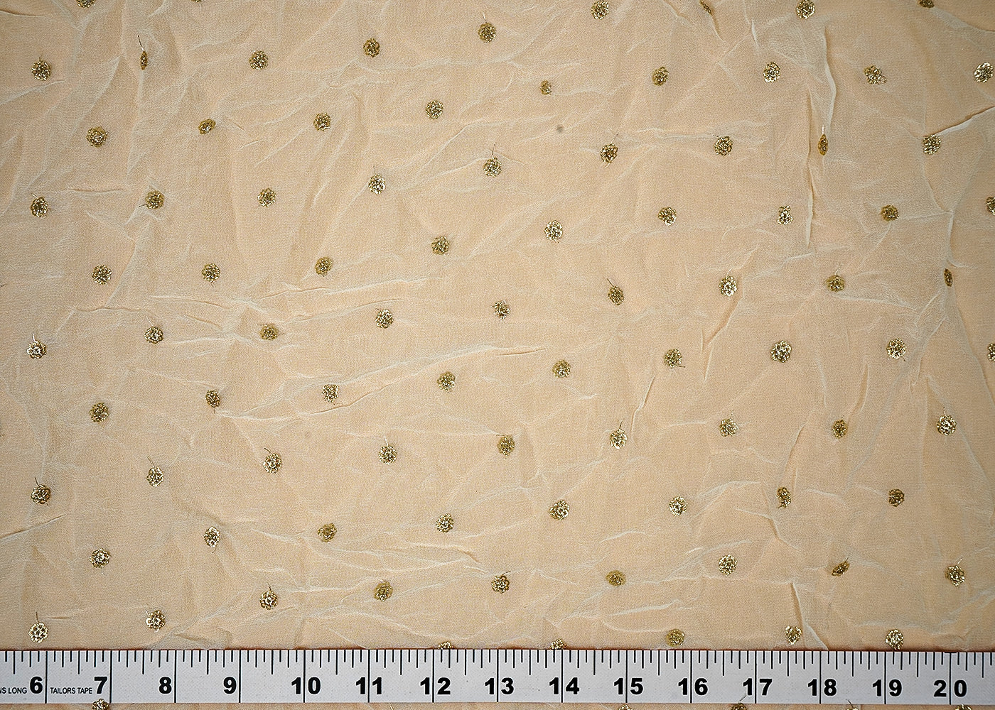 ( Pre-Cut 1.15 MTR) White Georgette Fabric With All Over Sequins Work 18175
