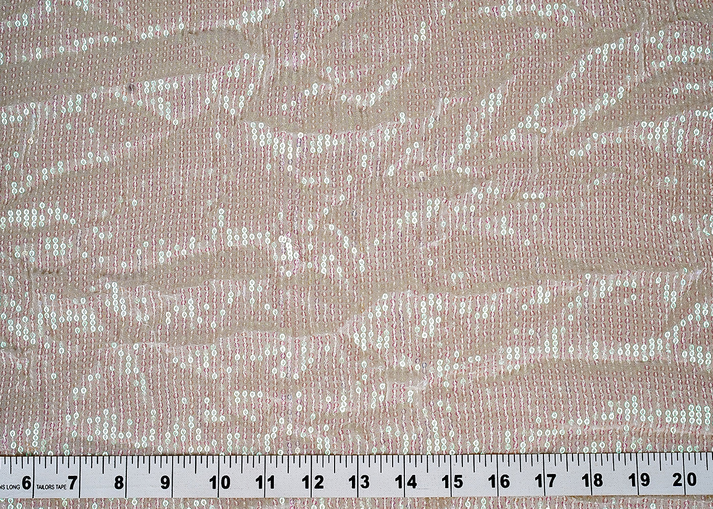 ( Pre-Cut 2 MTR) White Georgette Fabric With All Over Rainbow Sequins  18185
