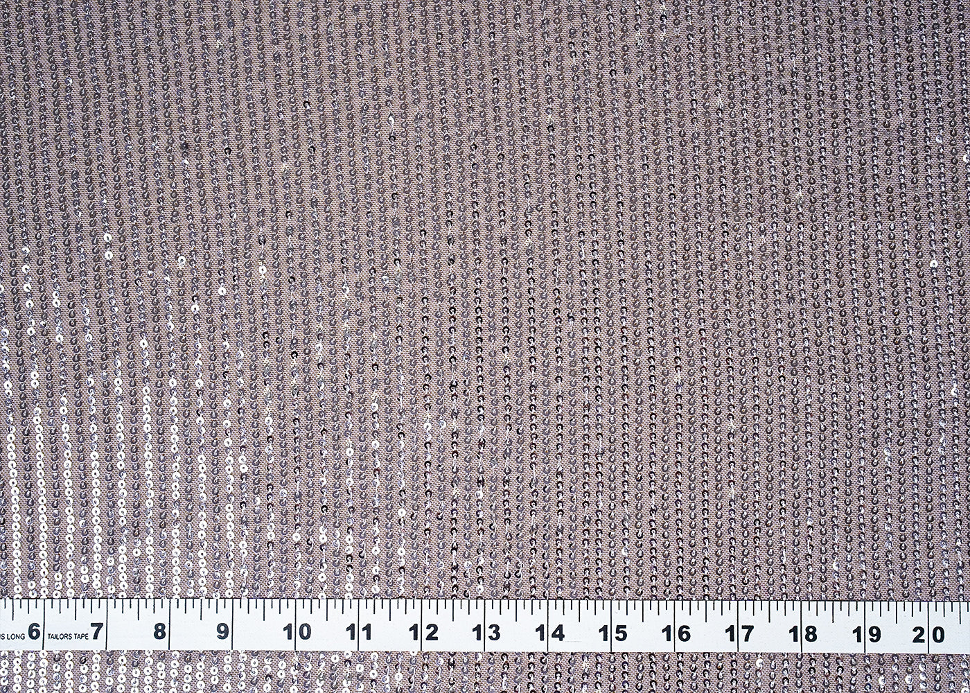 ( Pre-Cut 1.6 MTR) Lavender And Grey Lycra Fabric With  Dual Shade With All Over Sequins Work 18195