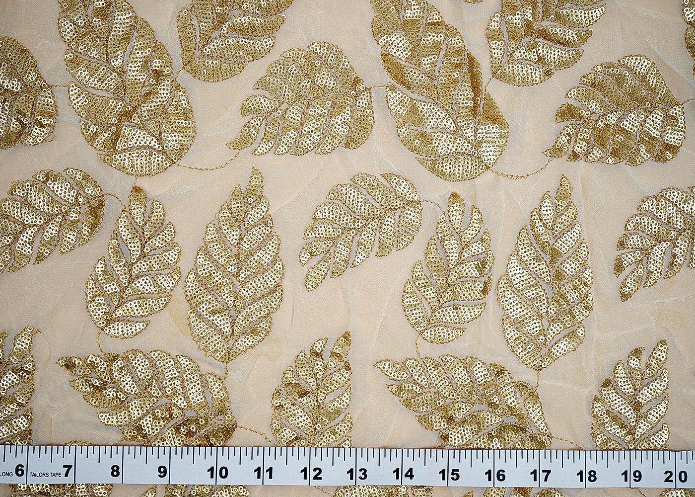 ( Pre-Cut 2.25 MTR) White Georgette Fabric With All Over Sequins Work 18203