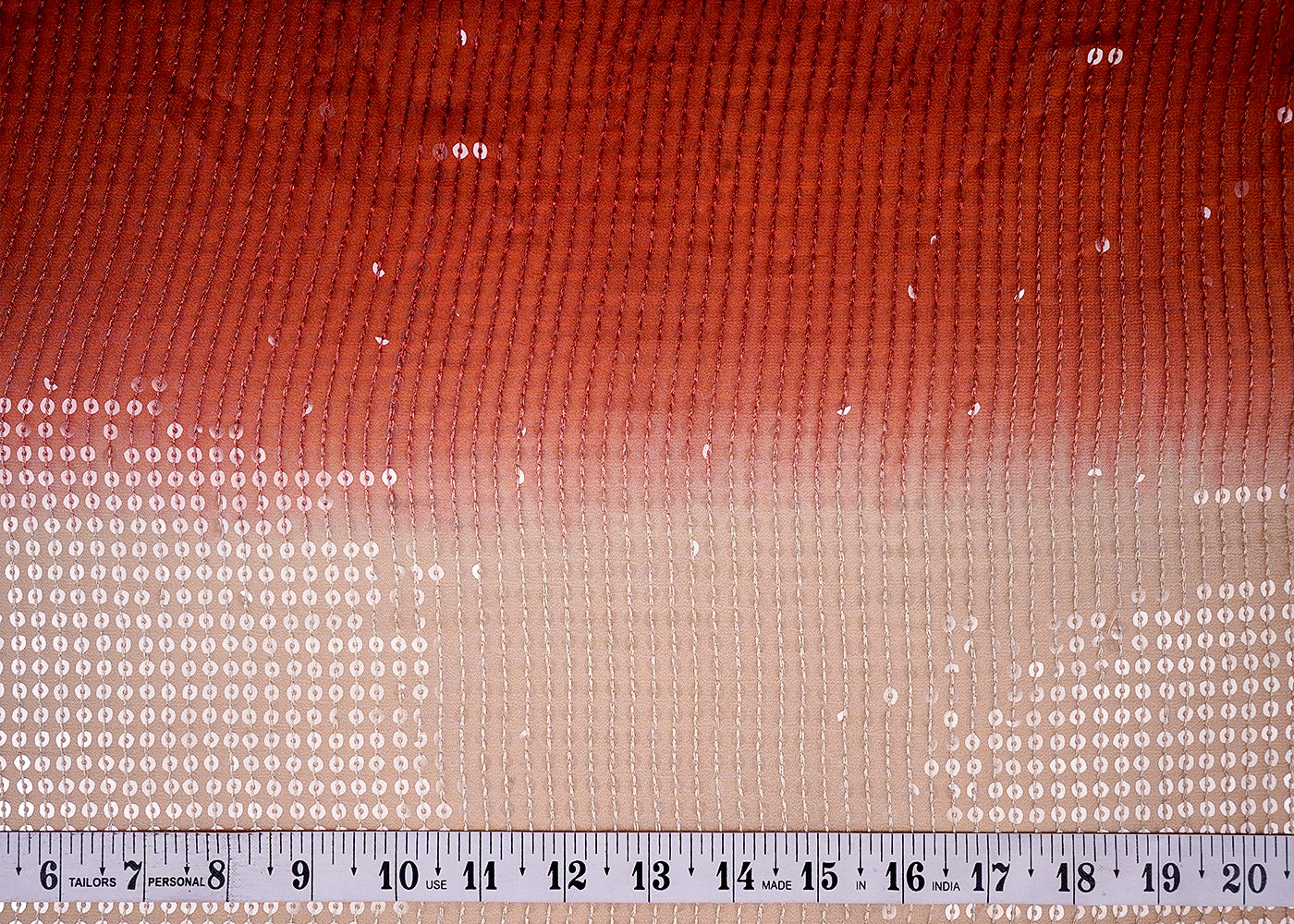 (Pre-Cut 2.25 MTR)Brown Georgette Fabric With Ombre Shade And All Over Sequins Work 18246