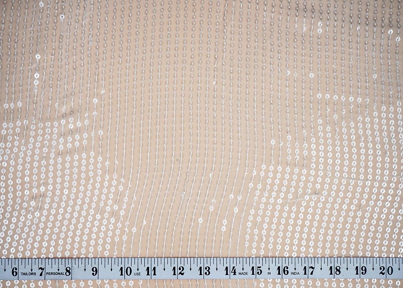 (Pre-Cut 1.3 MTR)White Georgette Fabric With Allover Sequins Work 18256