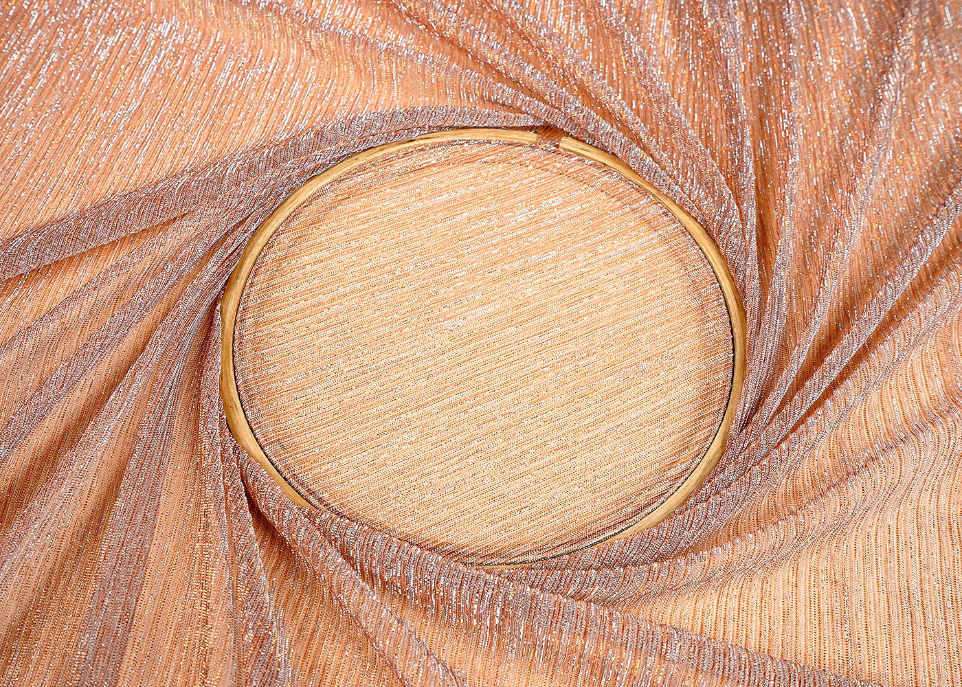 (Pre-Cut 3.35 MTR)Peach Moon Light Fabric With Abstract Crushed Texture 18264