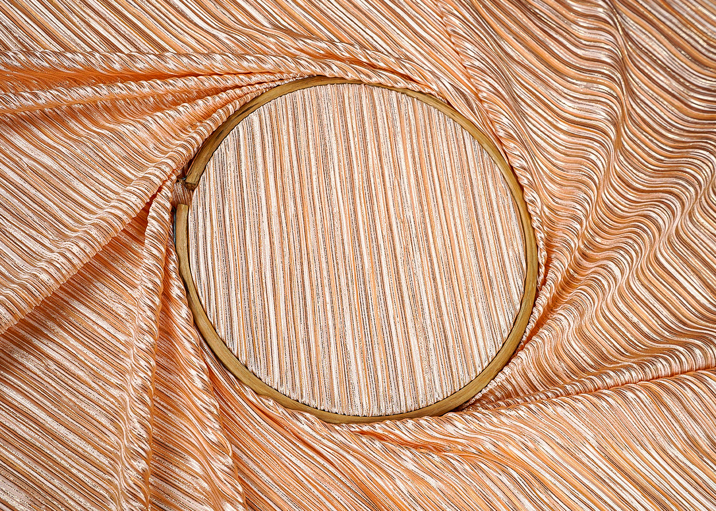 (Pre-Cut 5 MTR)Peach Stain Fabric with Pleated Texture 18271
