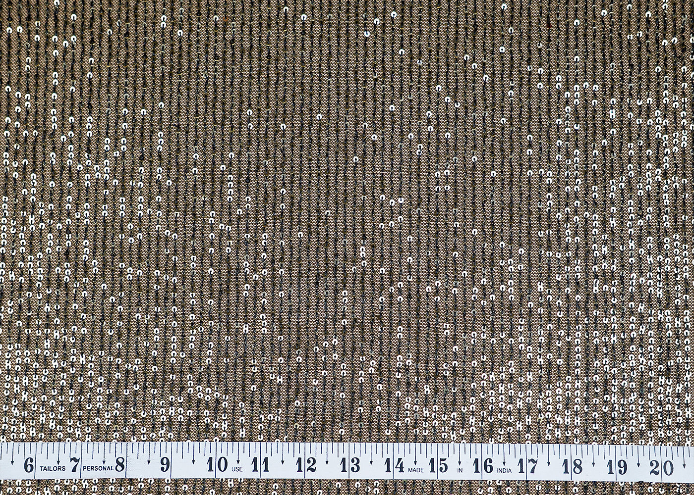 (Pre-Cut 4.25 MTR)Black Lycra Net Fabric With All Over Sequins Work 18287