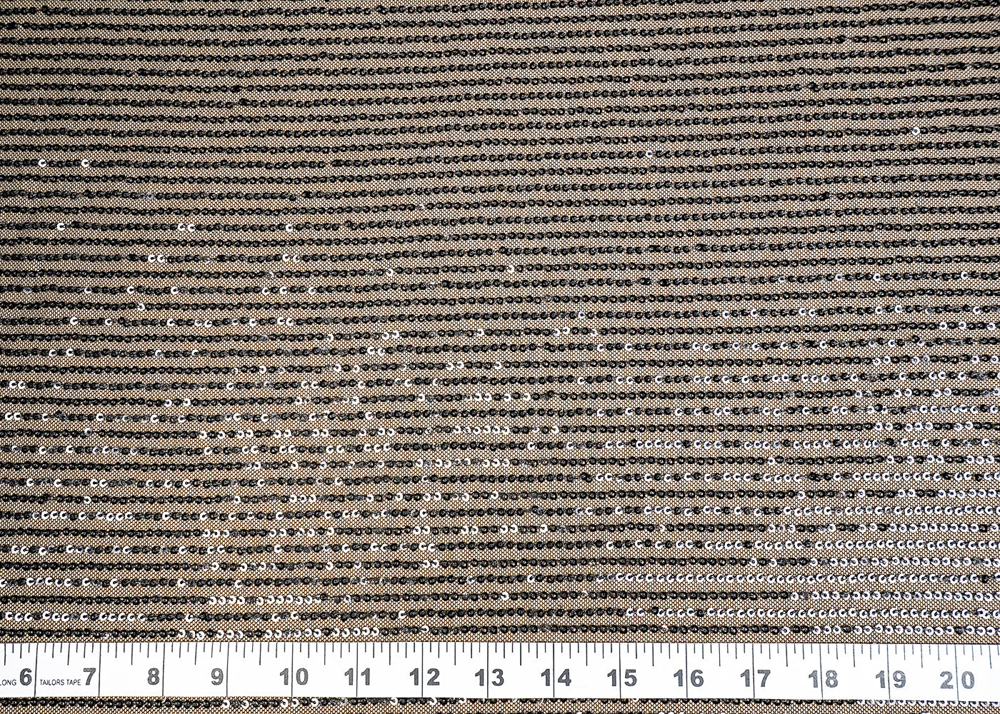 (Pre-Cut 3 MTR) Black Lycra Net Fabric With All Over Sequins Work 18292