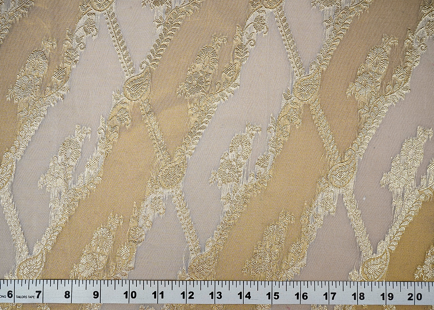 (Pre-Cut 2 MTR) White Organza Tissue Fabric With All Over Golden Zari Handloom 18294