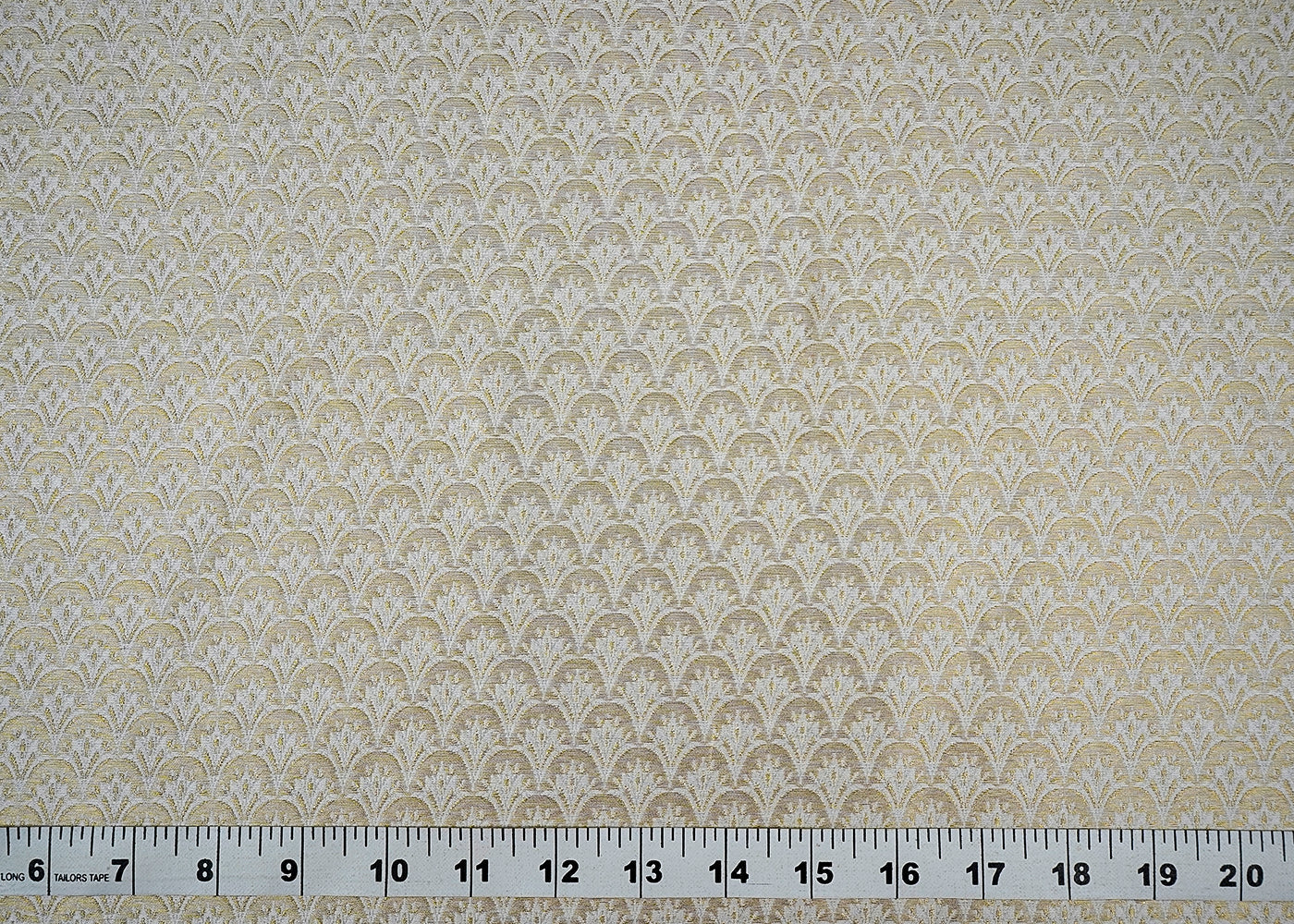 (Pre-Cut 1.6 MTR) White Banarasi Brocade Fabric With All Over Golden Zari Handloom 18296