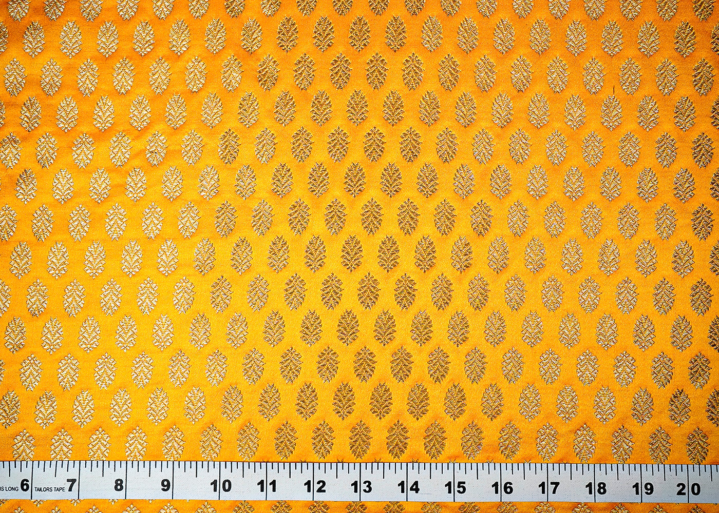 (Pre-Cut 1.75 MTR) Mustard Banarasi Brocade Fabric With All Over Golden Zari Handloom 18315