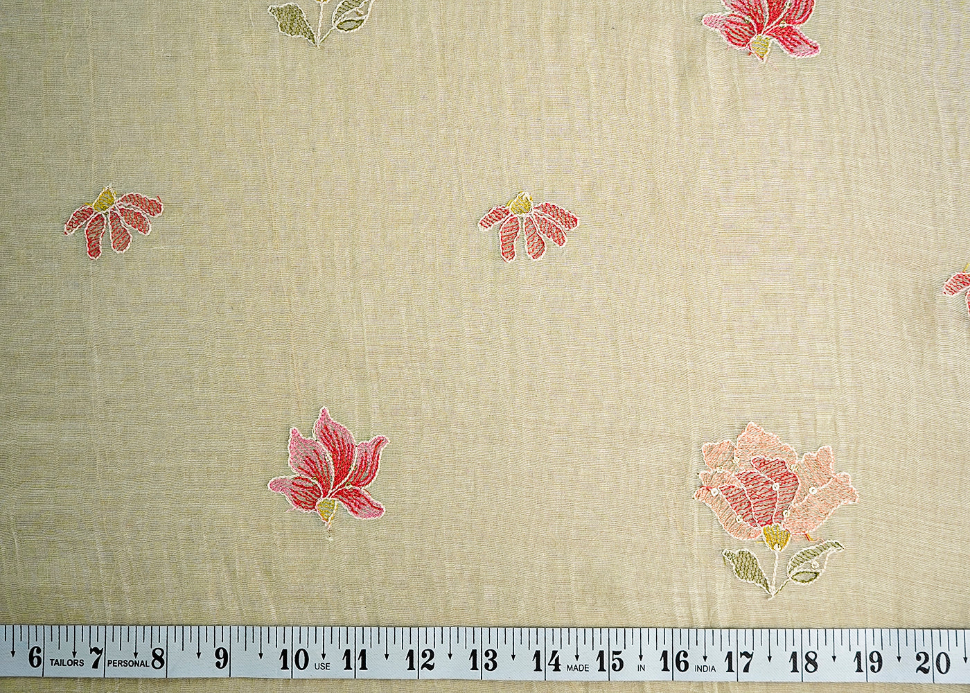 (Pre-Cut 1 MTR) Sea Green Chanderi Fabric With All Over Thread And Sequins Work 18331