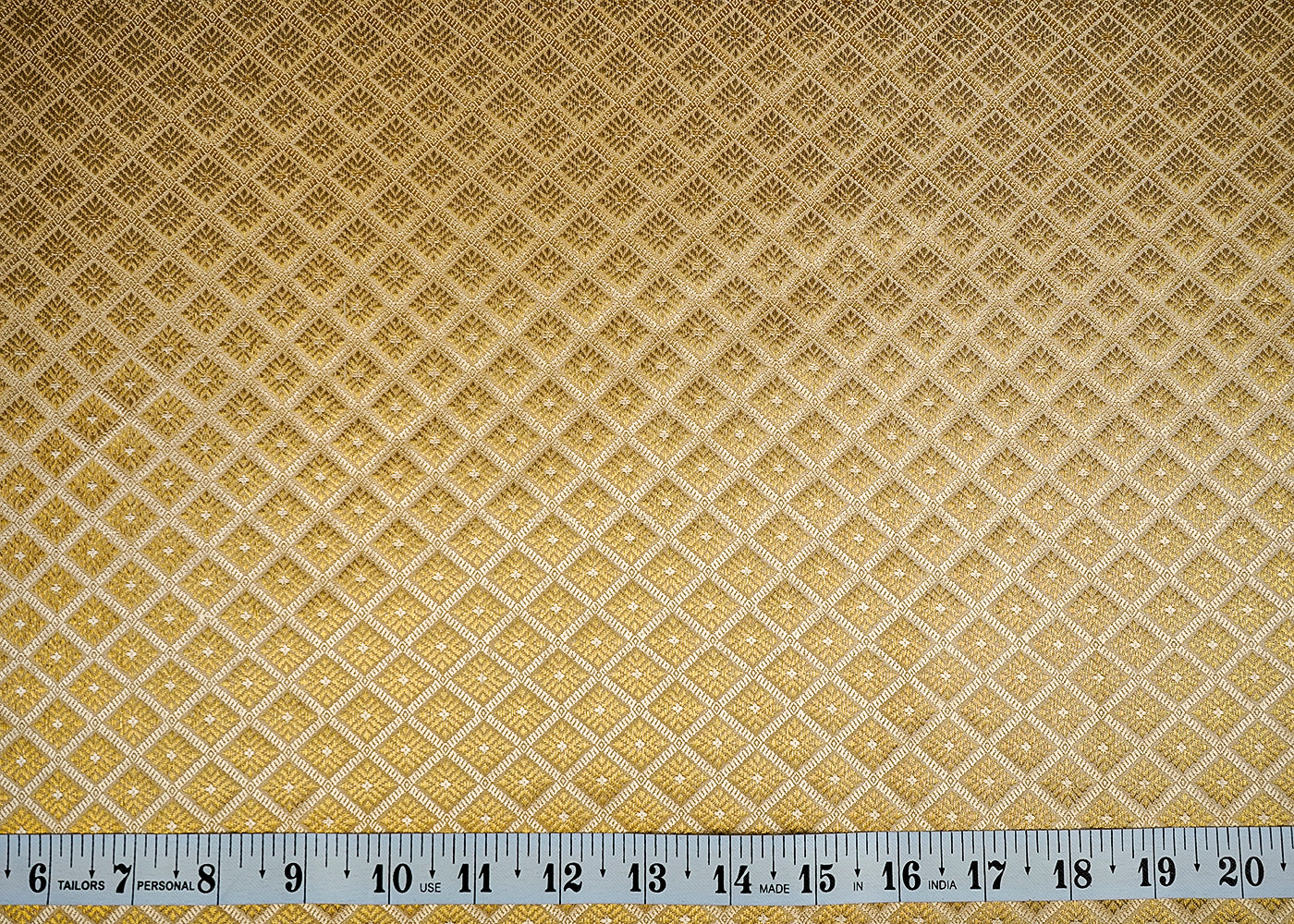 (Pre-Cut 1.45 MTR) Golden Banarasi Brocade Fabric With All Over Golden Zari Handloom 18332