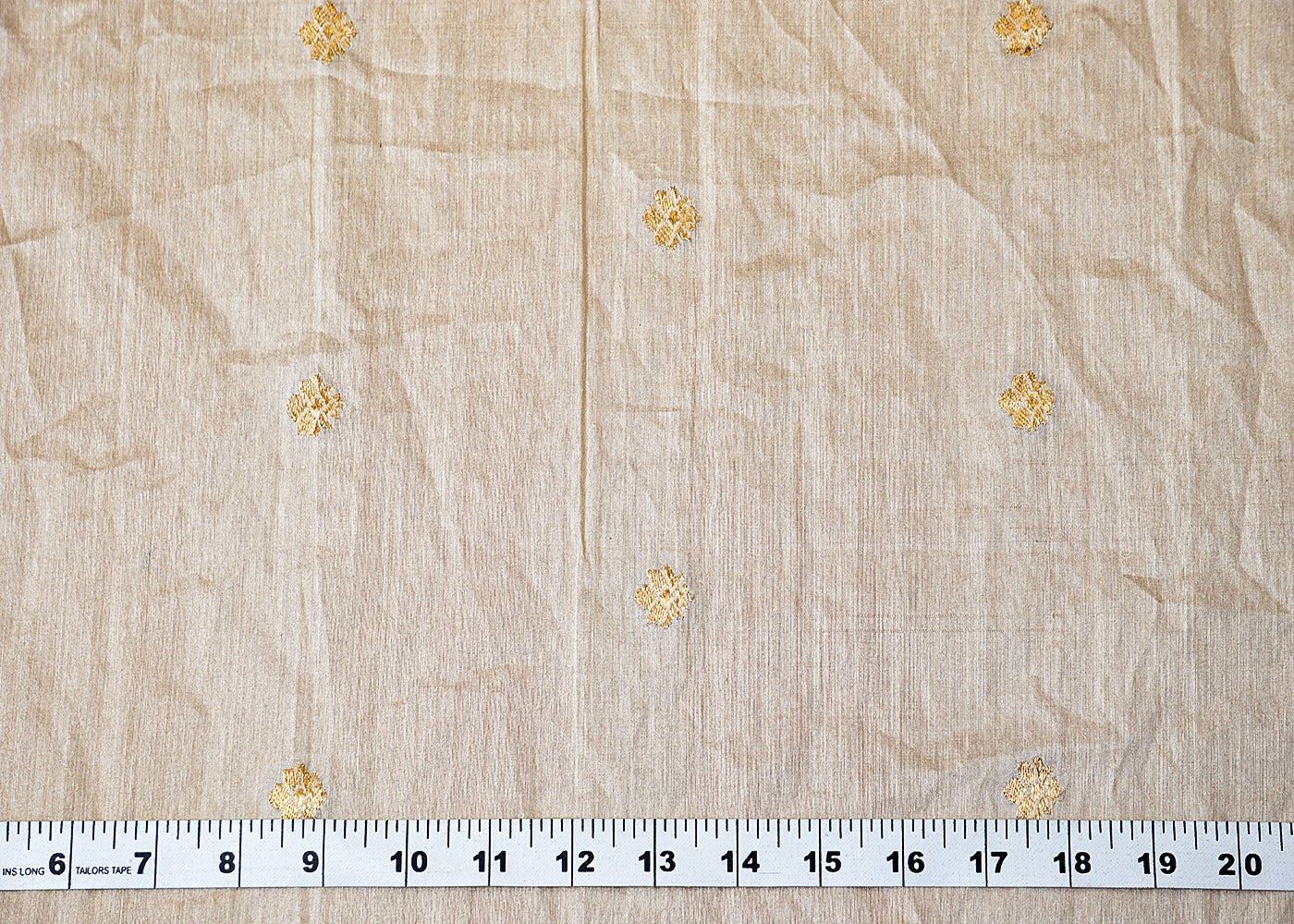(Pre-Cut 1.2 MTR) Golden Moonga Silk Fabric With All Over Zari Handloom 18335